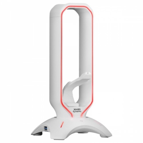 Mars Gaming Mars Gaming MHHPRO Accesorio 3 en 1 - Soporte Auriculares - Bungee Raton - 2 Puertos USB 3.0 - Iluminacion RGB Flow 10 Modos - Control Tactil - Color Blanco
